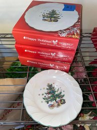 Set Of 12 NIKKO Happy Holidays Salad/Dessert Plates - Christmas Tree Dishes #1