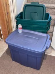 (4) Rubbermaid ROUGHNECK Plastic Boxes, Storage Bins (18 Gallon)