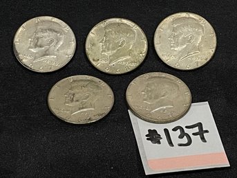 (Lot Of 5) 1960s JFK Silver Half Dollars