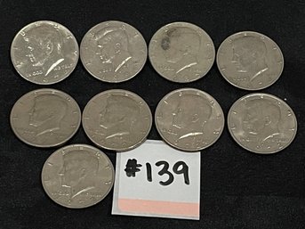 (Lot Of 9) John F. Kennedy Half Dollar Coins