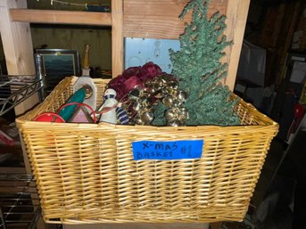 Christmas Surprises Basket Lot #1 Decor - Tree, Bell Wreathes And More