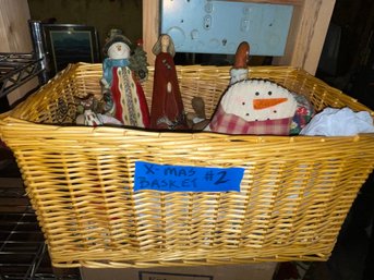 Christmas Surprises Basket Lot #2 Decor - Snowmen, Santas And More