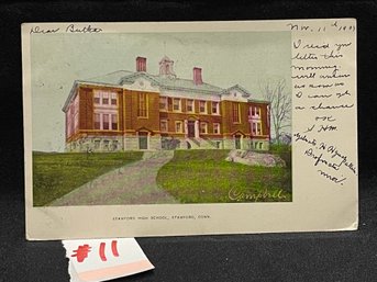 Stamford, CT High School 1904 Antique Postcard