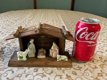 Vintage Miniature Nativity Manger Set - Christmas