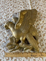 Gold Painted Cement PARROT Wall Plaque