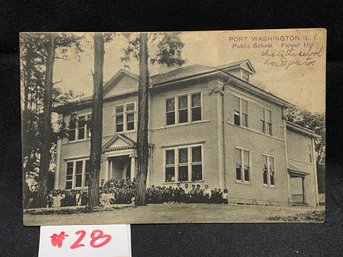 PORT WASHINGTON, Long Island Public School, Flower Hill - Antique Postcard