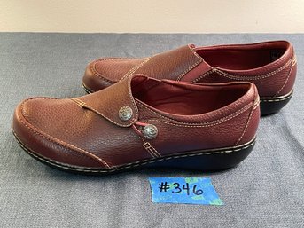 Clarks Women's Ashland Lane Loafer Size 9.5W Flat Slip On Shoe Leather