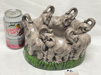 Ring Of 6 Elephants Flower Pot Base - Vintage HOLLAND MOLD Ceramic