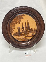 CROATIA Pyrography Wood Plate Plaque - VINTAGE