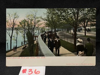 'Riverside Park And Drive' New York City Antique Postcard