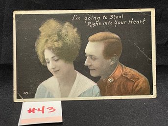 Antique 'Soldier Lovers' Postcard