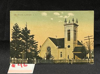 Old Church, Lynbrook - Long Island, New York Antique Postcard