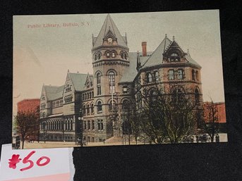 1907 Public Library - Buffalo, New York Antique Postcard