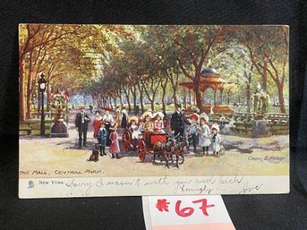 1906 'The Mall, Central Park' Antique NYC Postcard