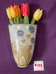 Stoneware Art Pottery Wall Pocket Vase - So Pretty!