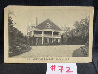 1922 'Residence Of J. W. Lane - St. James, Long Island, NY Antique Postcard