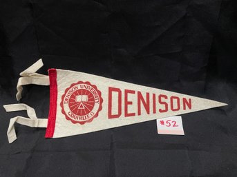 DENISON UNIVERSITY - Granville, Ohio Felt Pennant 1950s Vintage