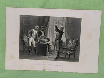 'Washington Reading A Despatch' Antique Revolutionary War Print