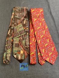 2 Vintage Ties - Computer Chips & Funky Animals