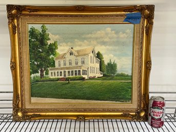 House Painting On Canvas - Nice Gold Frame