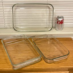 3 Rectangle Pyrex Glass Baking Dishes