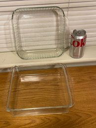2 Square Pyrex Glass Baking Dishes