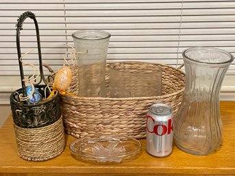 Basket Of Glass Vases