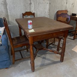 Antique/Vintage Woodgrain Enamel Top Table & Chairs