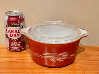 PYREX Autumn Harvest Wheat 1 Quart Casserole Dish 473-b Vintage