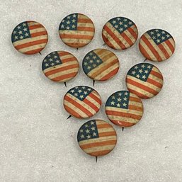 (Lot Of 10) Antique American Flag Pins - Patriotic Collectible
