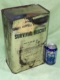 Vintage 1962 Civil Defense Survival Biscuit Tin With Contents