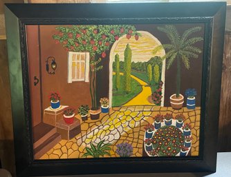 Bright Mexican Home Original Painting On Canvas