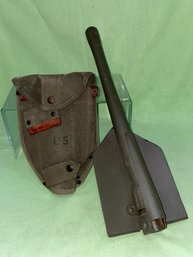 Vintage US Army Entrenching Tool, Folding Shovel With Cover