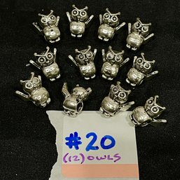 (12) Metal OWL Beads