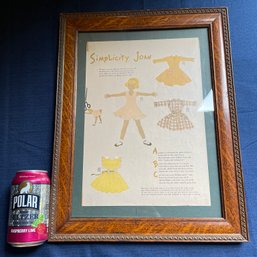 'Simplicity Joan' Paper Doll Page In Nice Antique Frame