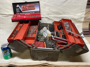 Vintage Metal Toolbox & Assorted Tools