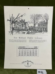 1981 New Milford Public Library Calendar - Village Hardware Promo - Connecticut