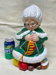 Ceramic Mrs. Claus Knitting VINTAGE