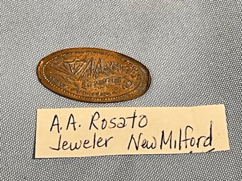 A. A. Rosato Jeweler New Milford, CT Pressed Penny - Souvenir Coin