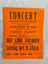 Vintage New Milford, CT Concert Poster - DOROTHY D'ORN