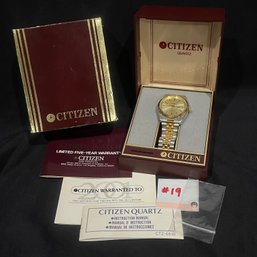 Vintage Citizen CQ Day-Date Watch NOS New In Box