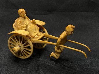 Antique Japanese Celluloid Rickshaw Figurine