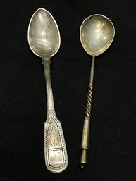 (2) Antique 84 Russian Silver Spoons