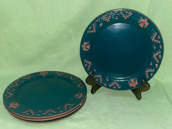 Vintage Frankoma THUNDERBIRD Painted Terracotta Dinner Plates