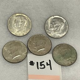 (5) 1960s JFK Silver Half Dollar Coins - Vintage