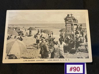 'Life Savers' Lookout' Long Beach, Long Island Antique Postcard