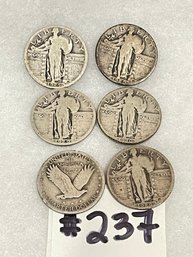 (Lot Of 6) Standing Liberty Silver Quarters U.S. Antique Coins