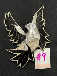 Extra Large Flying Bird Pin - Mother Of Pearl & Lucite Inlay