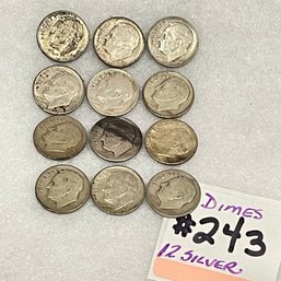 12 Roosevelt Silver Dimes (1946 To 1964) U.S. Coins