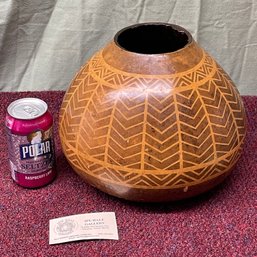 IPU Hand Carved Gourd Vessel - Holualoa, Hawaii SIGNED Traditional Art